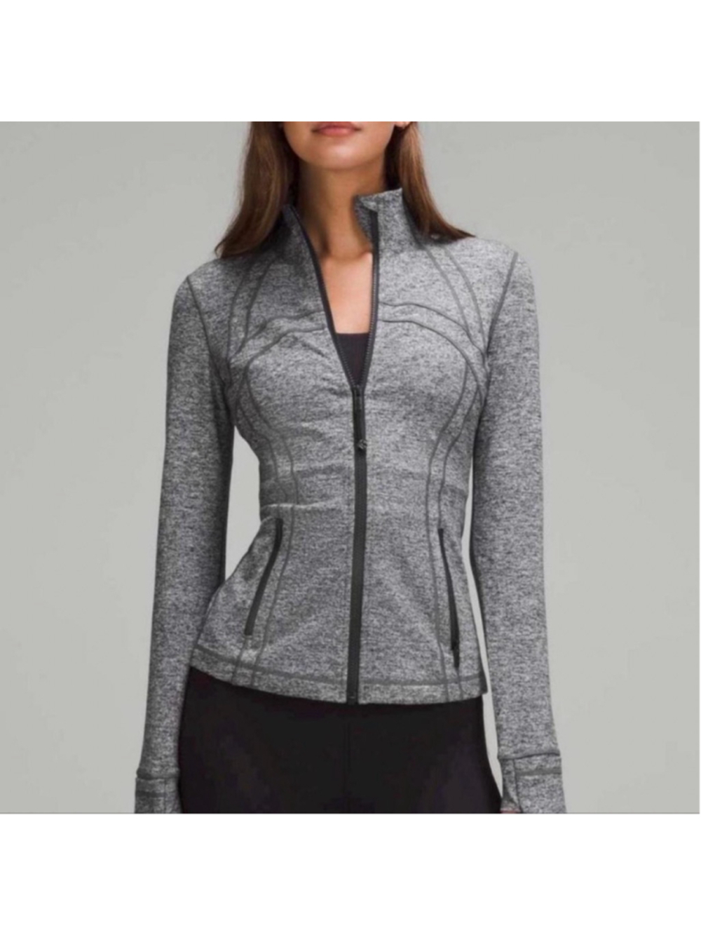 Women's Lululemon Gray Black Full Zip Hoodie Size 2